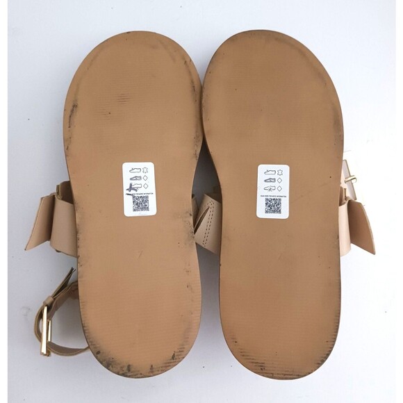 ASOS Designs Jukebox Beige Leather Gladiator Platform Chunky Big Buckle Sandal - Picture 13 of 14